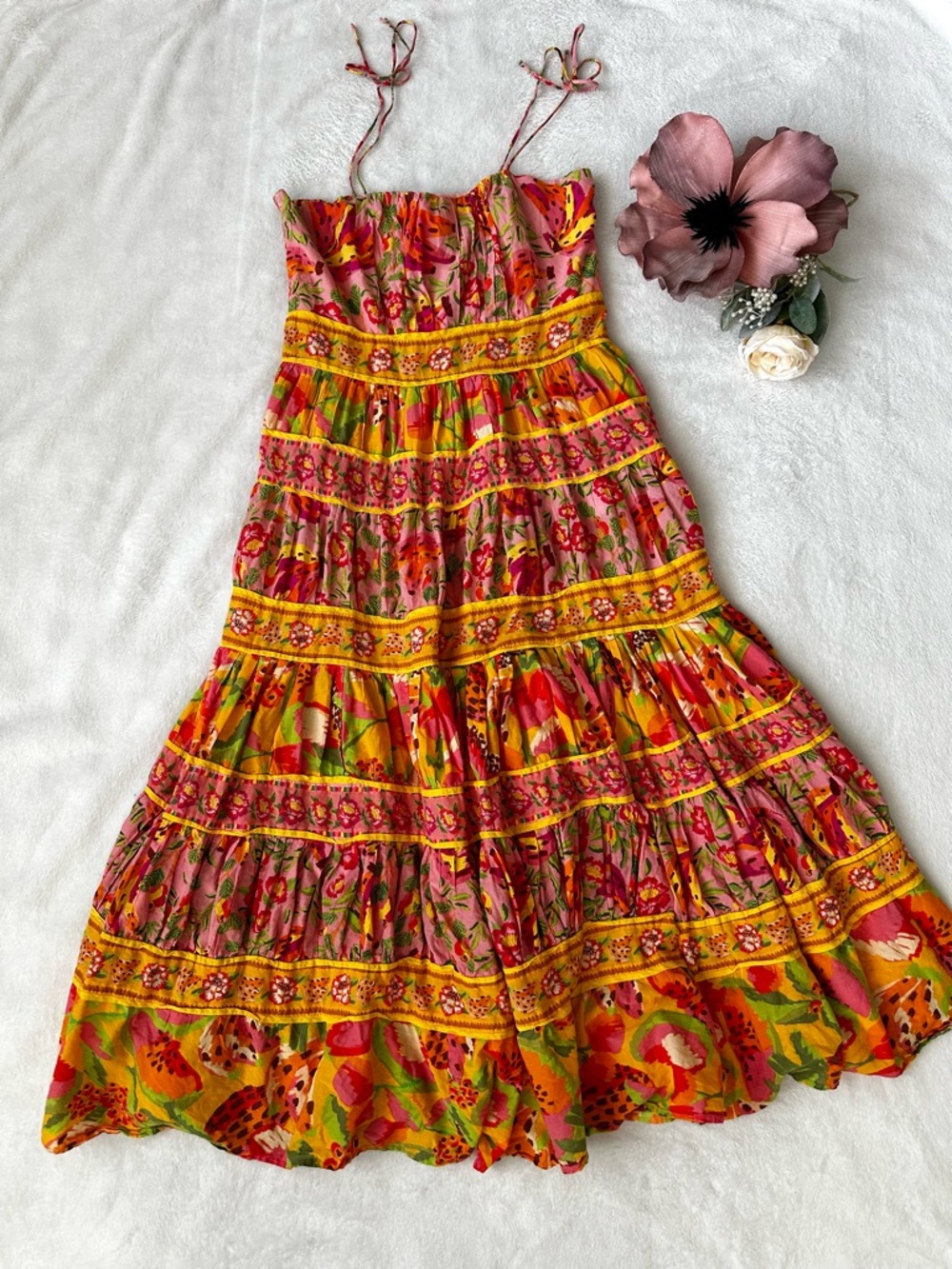 FARM RIO Mixed Fruits Paradise Midi Dress Medium